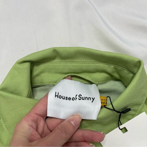 House of Sunny Golden Years Lime Green Belted Coveralls Groovy Jumpsuit Size 2 - Picture 8 of 16